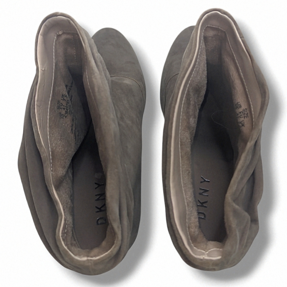 DKNY | Sabel Grey Suede Ultra High Ankle Bootie Heels Women's Size 10 - Picture 8 of 9